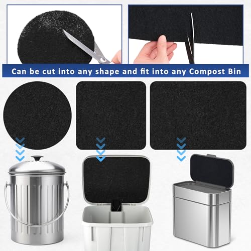 Activated Charcoal Compost Bin Filters - Odor Absorbing Sheet, 5.5 x 78.7 Inch