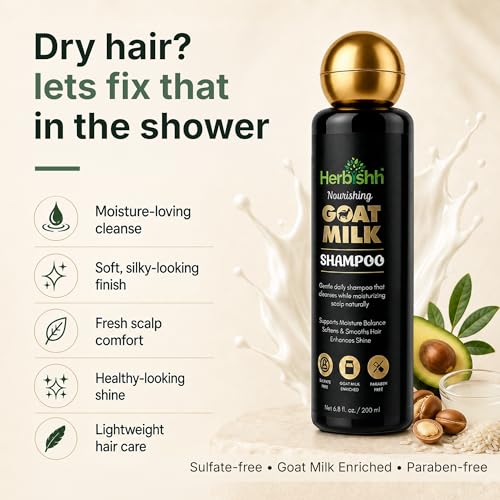 Herbishh Goat Milk Shampoo for Dry & Frizzy Hair - Hydrating & Sulfate Free