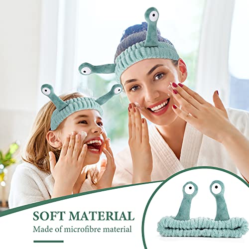 WLLHYF Snail Cartoon Spa Headband - Soft Microfiber Fleece for Face Washing