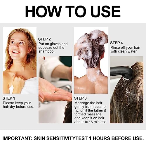 Natural Black Hair Dye Shampoo - 500ml 3-in-1 Herbal Color Coverage