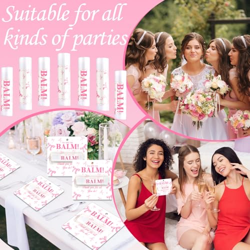 15 Pack Pink Bow Lip Balm Bulk - Lonfliness Gift Set for Weddings, Galentine’s & Parties (Variation 15)