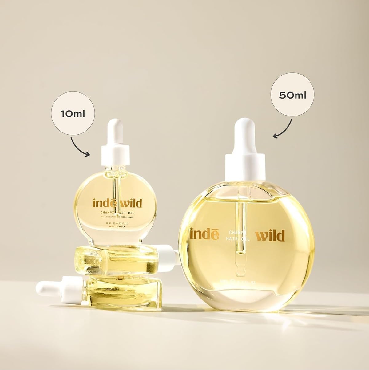 Indē wild Champi Hair Oil, Miracle Oiling Treatment, 16+ Ayurvedic Actives, Targets Dandruff, Strengthens Roots, 1.7 fl oz