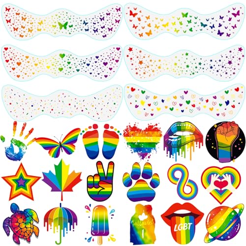 JEEFONNA Pride Freckles Temporary Tattoos - Rainbow LGBTQ Face Stickers, Waterproof & Long Lasting, 24 Sheets (Variation: Freckles)