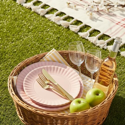 8" Reusable Melamine Plates Set of 8 - Light Pink Party Tableware