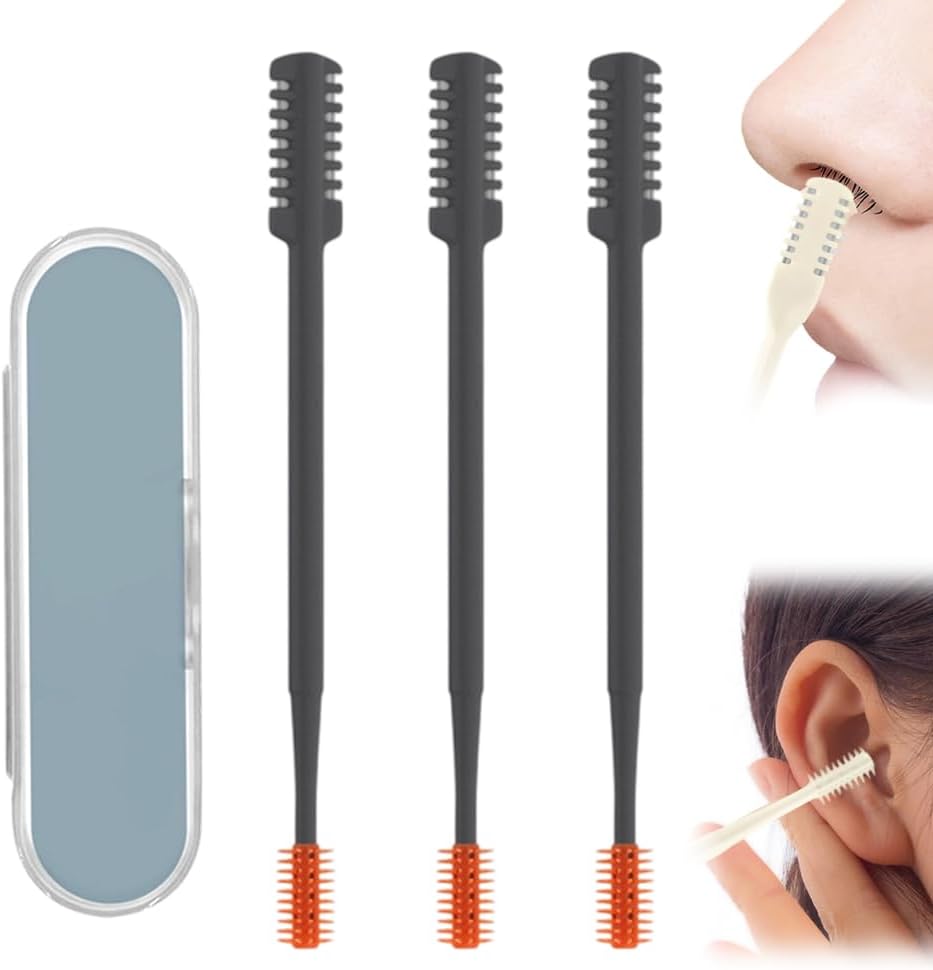 Nasal Hair Remover Tool - 360° Rotating Portable Manual Cutter | Travel Essentials, 3 PCS, Beige