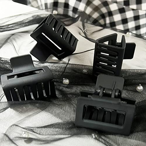 AHONEY Black Matte Small Claw Hair Clips for Thin & Thick Hair - 4 Pack