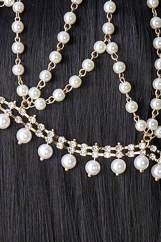 BABEYOND 1920s Gold Crystal Rhinestone Head Chain Gatsby Headpiece