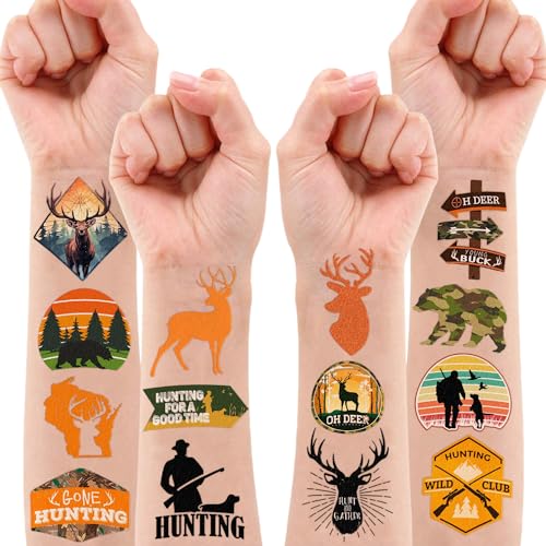 88PCS Kids Hunting Temporary Tattoos Camo & Oh Deer Party Favors