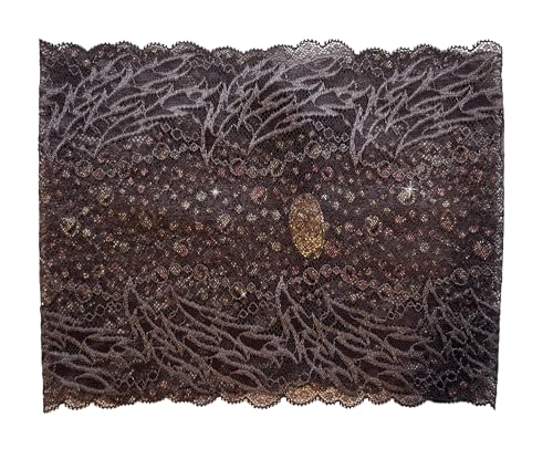 Taupe Gold Shimmer Vintage Lace Headband - Wide Stretchy Hair Accessory