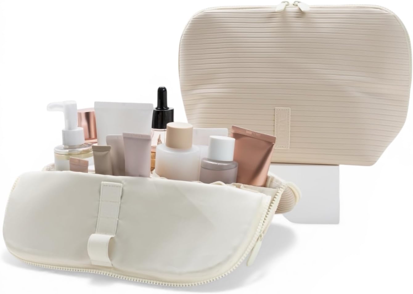 Vertical Waterproof Makeup & Toiletry Bag - 23-Pocket Organizer for Skincare & Essentials | Large Leopard Design