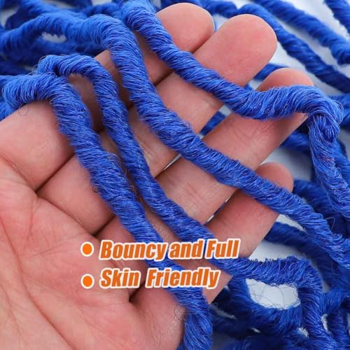 RENJOING 18 Inch Blue Faux Locs Crochet Hair - Pre-Looped Synthetic Braids