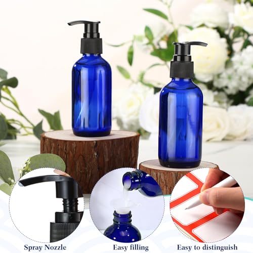 Fumete 2 Pack 4oz Glass Spray Bottles with Black Top | Refillable for Essential Oils & Travel
