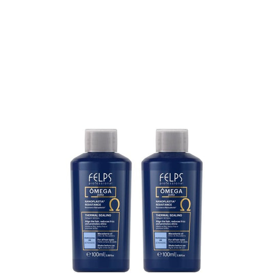 Felps Professional Omega Zero Resistance Nanoplastia Treatment, Zero Formaldehyde Hair Straightening, with Macadamia Oil, 3.38 fl.oz Mini (2, Two, 6.76fl.oz)