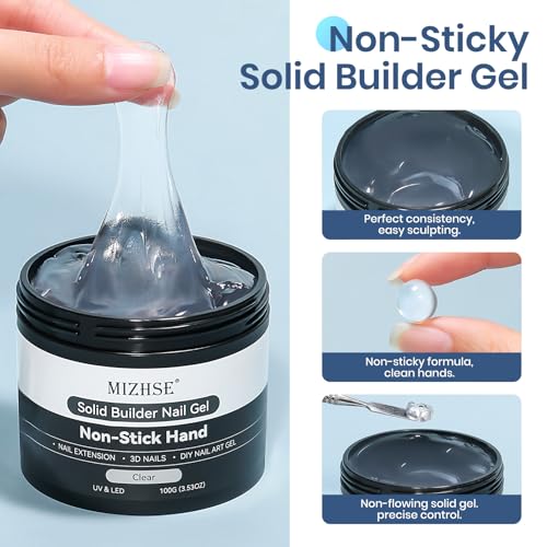MIZHSE 100 g Solid Builder Gel for Nails, Clear 3D Sculpting Nails