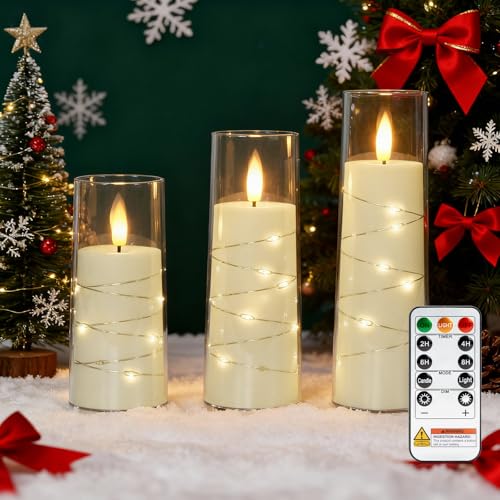 Raycare Flameless LED Pillar Candles Set with Remote Timer – Ivory