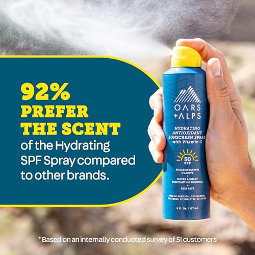 Oars + Alps SPF 50 Body Sunscreen Spray 6oz - Lightweight, Water-Resistant, Reef-Safe