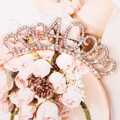 40th Birthday Tiara Rose Gold - 40 & Fabulous Headband for Women, Friends & Party