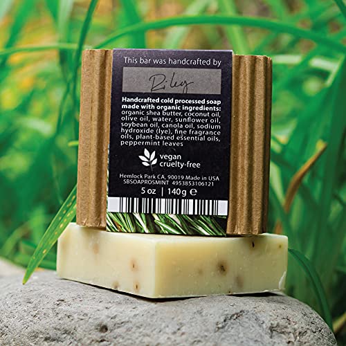 Organic Shea Butter Bar Soap - Rosemary Mint, Set of 3 | Moisturizing Vegan Soap with Coconut & Olive Oil