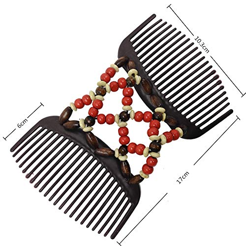 LOVEF 4 Pack Beads Hair Combs for Women & Girls Elastic Hair Clips Stylish Hair Accessory