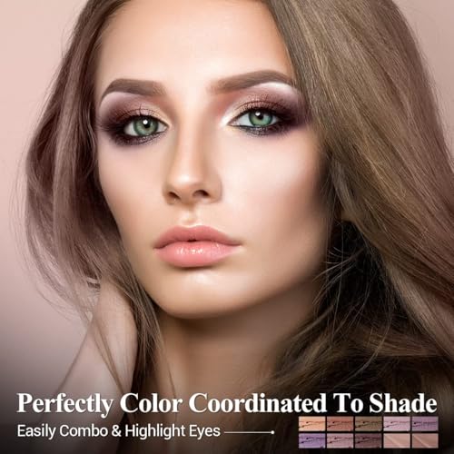 LUXAZA 10PCS Waterproof Metallic Eyeshadow Stick - Neutral Champagne Pink