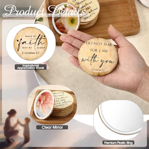 36 Pcs Mini Bible Verse Compact Mirrors - Christian Inspirational Gifts
