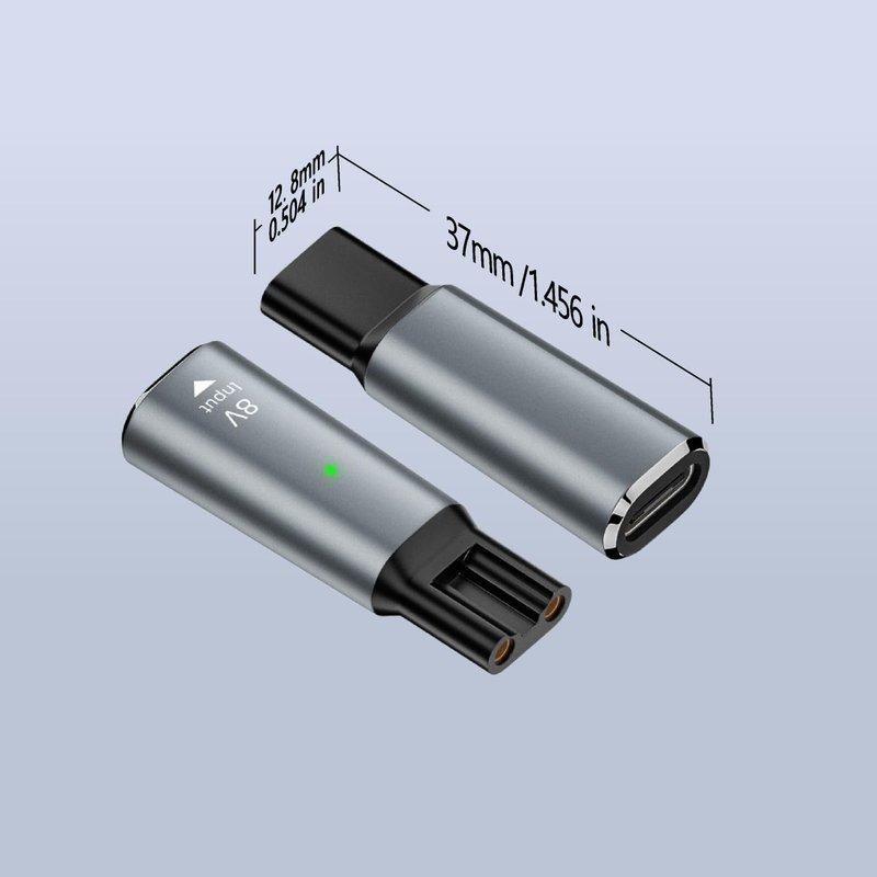 4.3V 5V 8V 15V Type-C Shaver Adapter Charging Converter, Suitable for Philips Norelco 7700/7500/7400 3500/5300 Series, OneBlade QP6520 QP6530 QP6510， Equipped with a Charging Data Cable (5V)