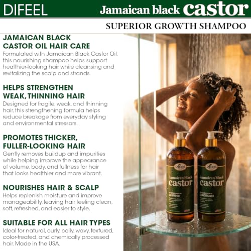 Difeel Jamaican Black Castor Oil Hair Growth Shampoo 33.8 oz - Strengthening & Nourishing