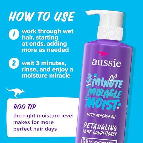 Aussie Miracle Moist Shampoo & Conditioner Set with Deep Treatment - Paraben-Free, All Hair Types, 3-Pack