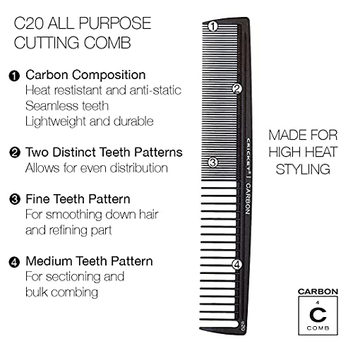 Cricket C20 Heat-Resistant Carbon Cutting Hair Comb for Precision Styling