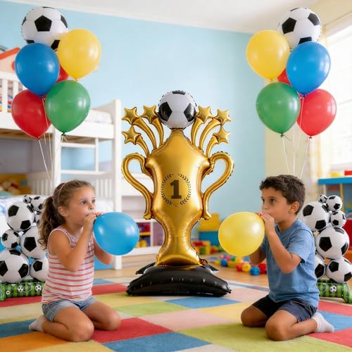 Soccer Trophy Balloon Set - 59 Inch Foil Balloons for World Cup Parties