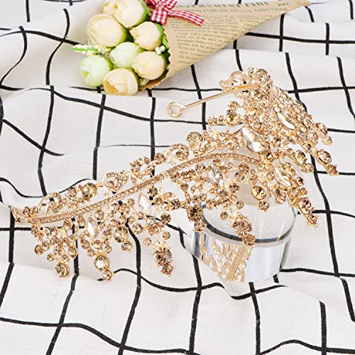 COCIDE Gold Crystal Tiara Crown for Women | Rhinestone Hair Accessory