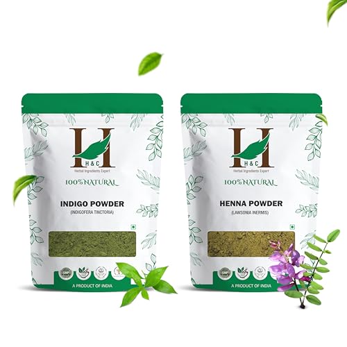 H&C Natural Henna and Indigo Hair Dye Powder Value Pack - 1 lb Total