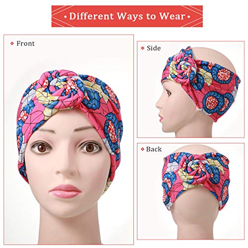 6 Pcs African Boho Headbands for Women, Stretchy Non-Slip Turban Hair Wraps