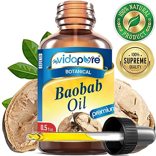 MYVIDAPURE 0.5 Fl Oz Pure Wild Baobab Oil for Skin, Hair, Lips & Nails — Unrefined Moisturizer