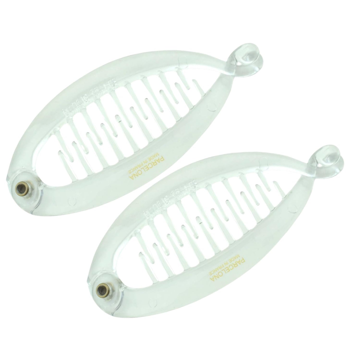 French Mini Blush Pink Hair Clips - Pack of 2 Celluloid Banana Clips for Thick Hair
