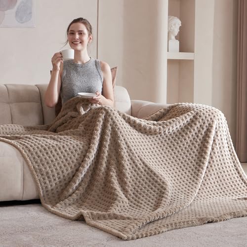 Lightweight Fleece Throw Blanket - 50x60 Inches, Soft 3D Jacquard