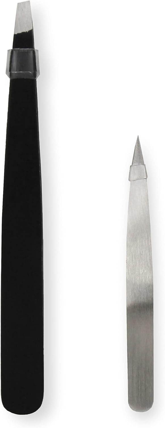 Eyebrow Grooming Kit - 4-Piece Set with Scissors, Tweezers & Spoolie Brush | Black