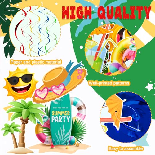 33pcs Tropical Beach Pool Party Hanging Decorations Kit