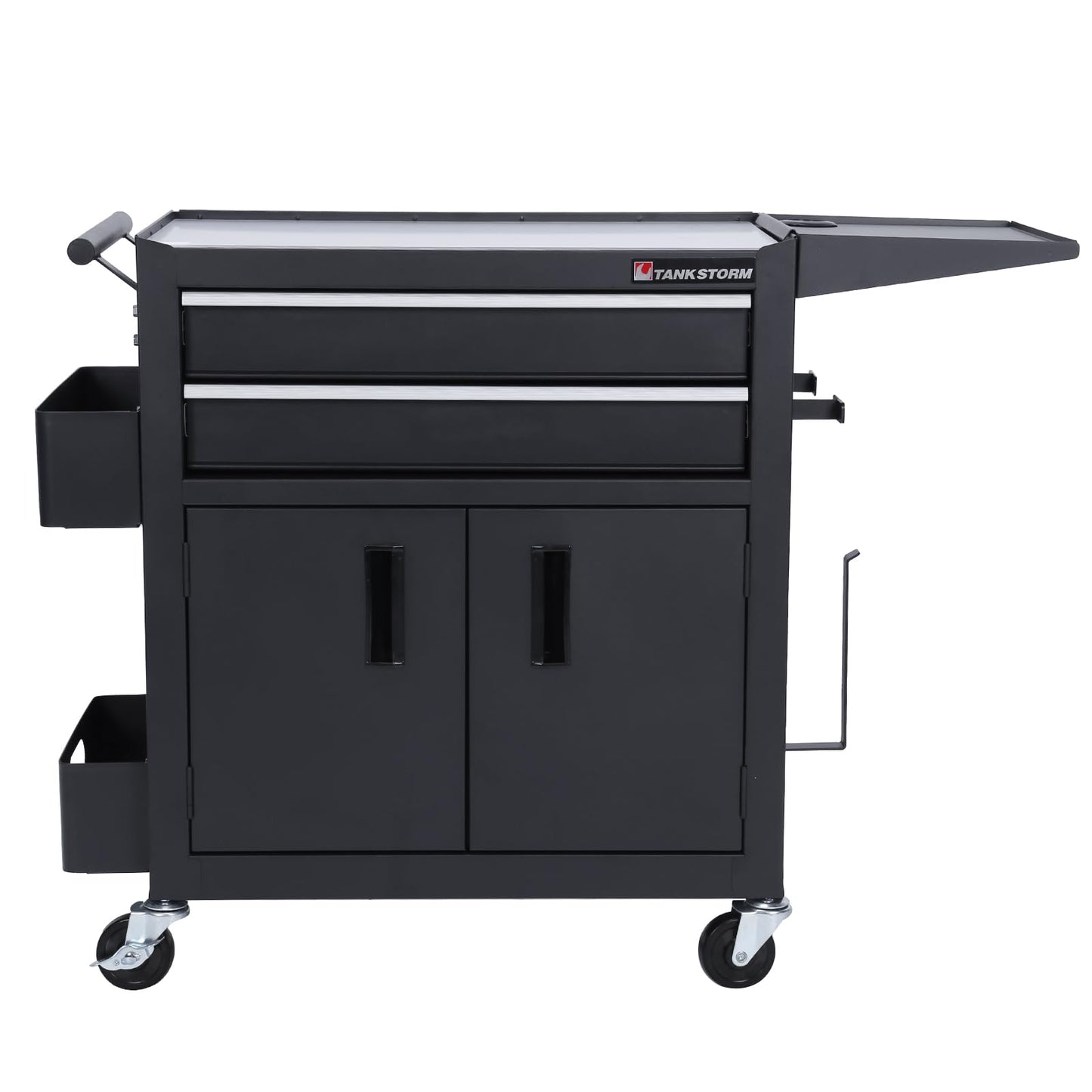 Professional Mobile Rolling Hair Stylist & Tattoo Station Black Steel