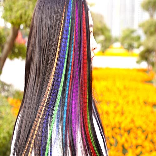 16 Inch Synthetic Feather Hair Extensions with 12 Colors & Tools