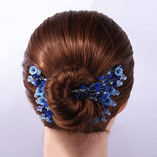 FXBLING 6Pcs Beaded Hair Combs for Women Hair Bun Maker & Styling Accessories
