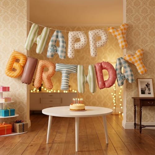 Happy Birthday Balloon Banner - Colorful Foil Letter Set