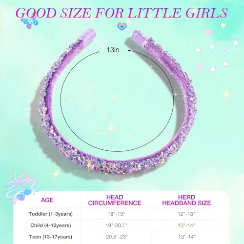 WSYUB Sequin Headband Set for Girls | 3-Piece Glitter Hair Bands