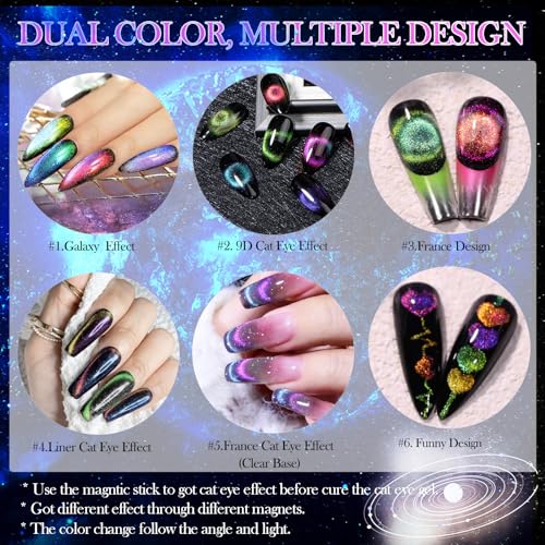 YEPYEPGO 9D Cat Eye Gel Nail Polish Set - 12 Colors with Magnet Stick