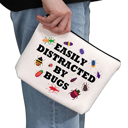 Easily Distracted By Bugs White Cosmetic Bag - G2TUP Bug Lover Gift