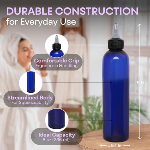 8 oz Twist Top Applicator Bottles - BPA-Free, Multi-Purpose, Leak-Proof
