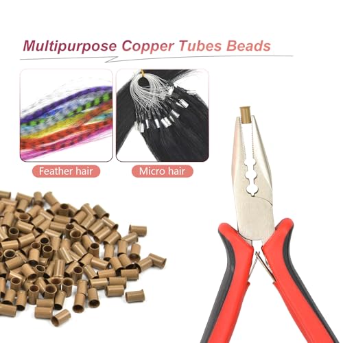 Dark Blonde Micro Rings for Hair Extensions, 1000 Pcs 3.4mm Copper Beads