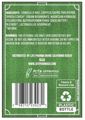 Kids & Teens Natural Soccer Deodorant - Unscented, Aluminum & Paraben Free, Cruelty-Free, 2.65 oz