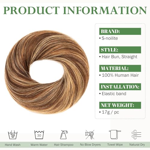 S-noilite Messy Bun Hairpiece for Women 4P27 / S Real Human Hair Natural Style