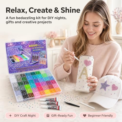Duryeo Bedazzler Kit - 40000 PCS 3mm Rhinestones in 40 Colors